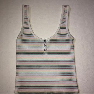 Rainbow/White Stripe tank top